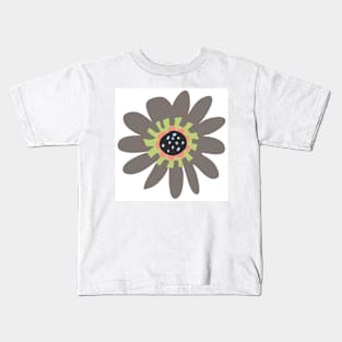 Modern Abstract Grey Flower Kids T-Shirt